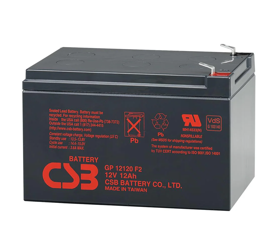 CSB-GP12120F2 - GP12120F2 BATERIA 12V 12AMP VRLA LIBRE DE MANTENIMIENTO, CSB