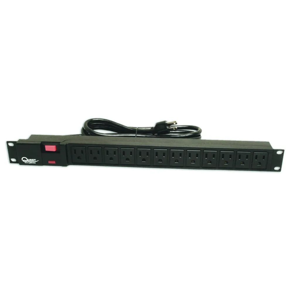 Q-HPS-E12P - Q-HPS-E12P REGLETA DE PODER HORIZONTAL, 1RMU, 12 SALIDAS, 6FT, MARCA QUEST