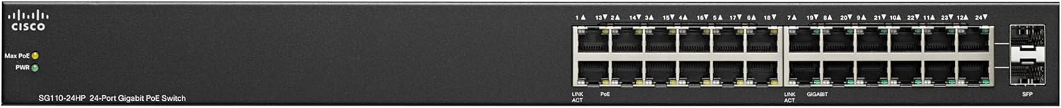 CISCO-SG110-24HP-NA - SG110-24HP-NA SWITCH 12 PUERTOS 10/100/1000Mbps NO ADMINISTRABLE +POE, CISCO