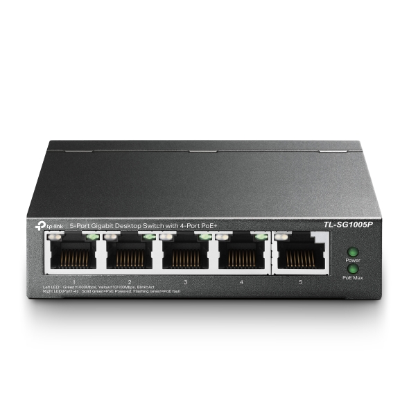 TL-SG1005P - SG1005P 5-Port Gigabit Desktop Switch with 4-Port PoE+