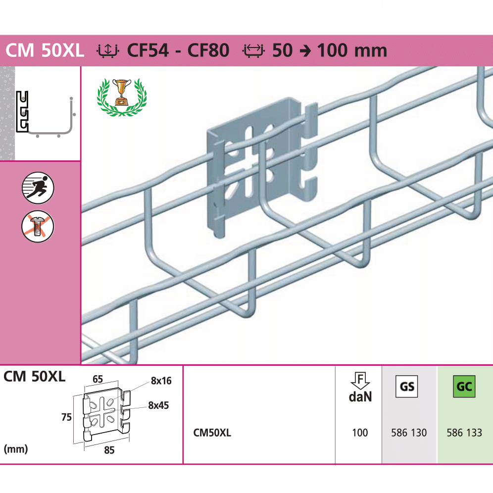 EZT-CM50XLIN316L - CM50XLIN316L SOPORTE PARA SUPENDER ESCALERILLA DE 4" EN PARED, SUELO Y MONTAJE DE CAJAS ELECTRICAS DE ACERO INOXIDABLE, CABLOFIL
