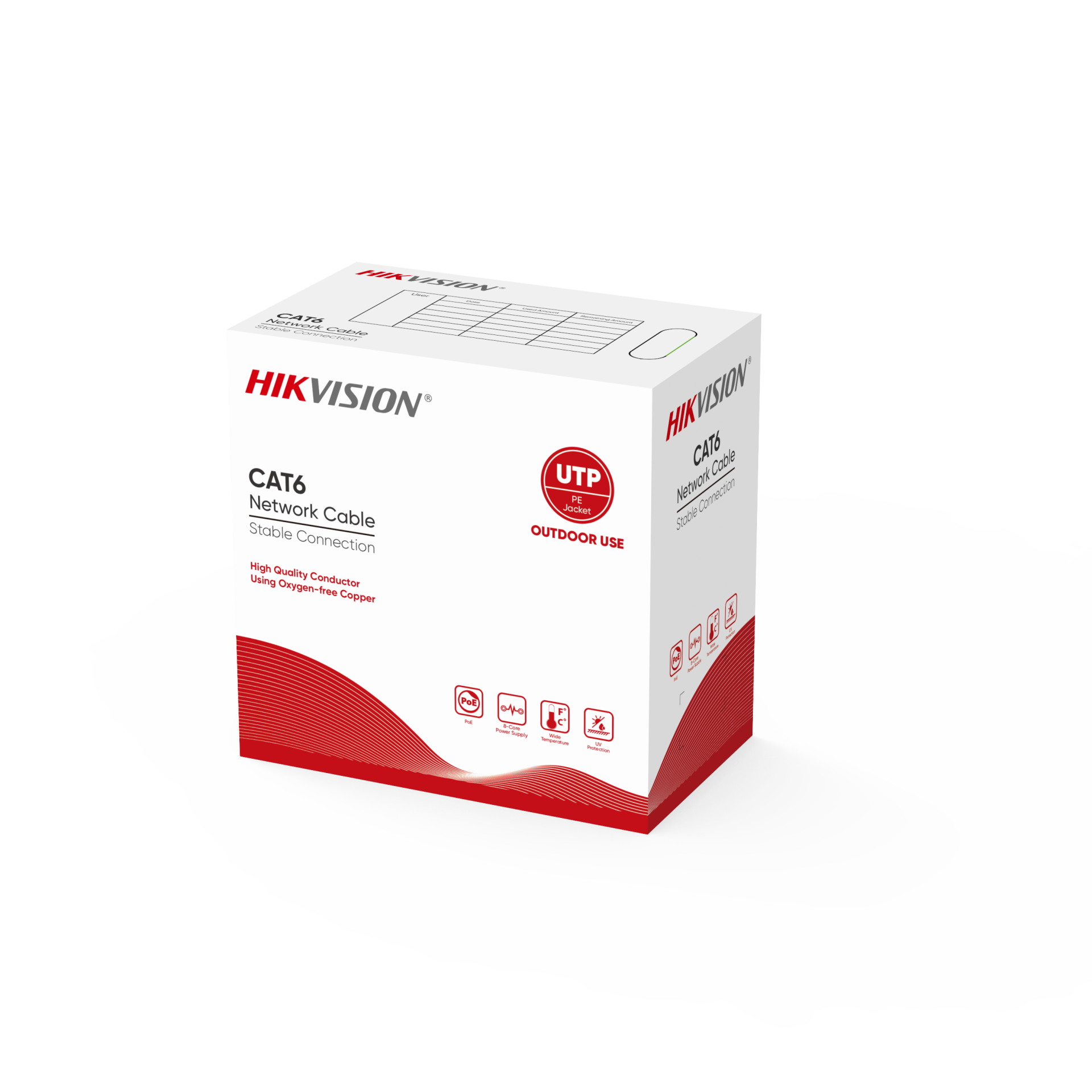 HIK-DS-1LN6OUSPE(O-STD) - Cable UTP Cat6 Hikvision Exterior 23 AWG PE UV ANSI/TIA-568.2-D