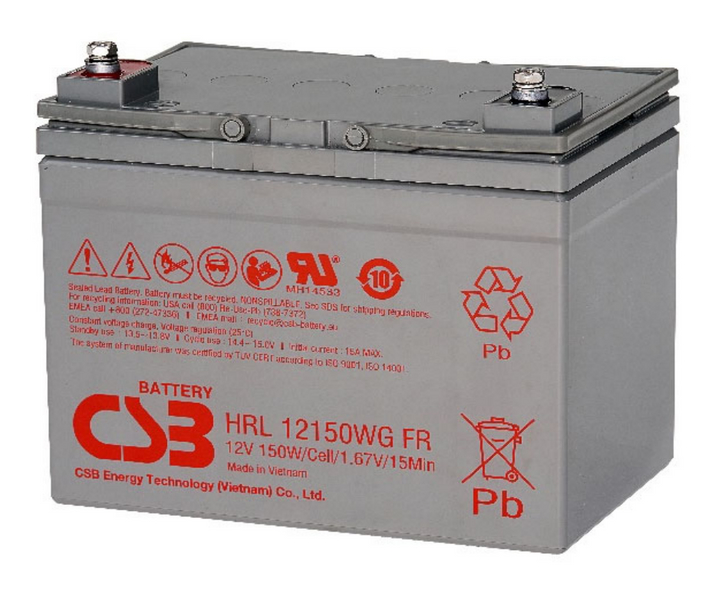 CBS-HRL12150W FR - HRL12150W FR BATER�A 12V 38AMP (150W) VRL LIBRE DE MANTENIMIENTO FIRE RESISTENT, CSB 