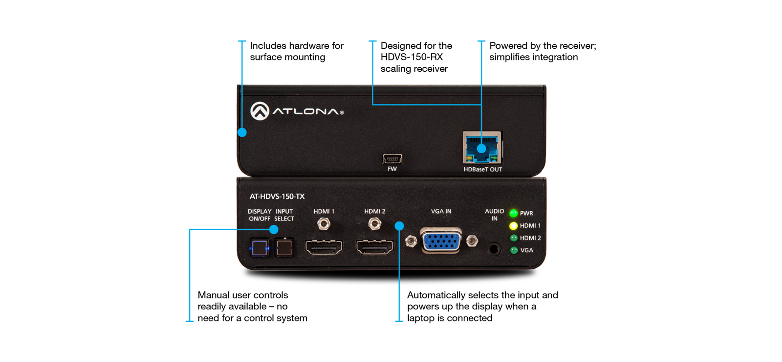 ATL-HDVS-150-KIT - HDVS-150-KIT EXTENSORES P/AV SWITCHING  HDBaseT 70M  ATLONA
