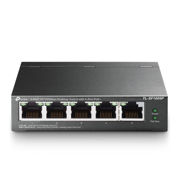 TL-SF1005P - SF1005P SWITCH 5 PUERTOS 10/100 Mbps, 4 pts PoE, NO ADMINISTRABLE