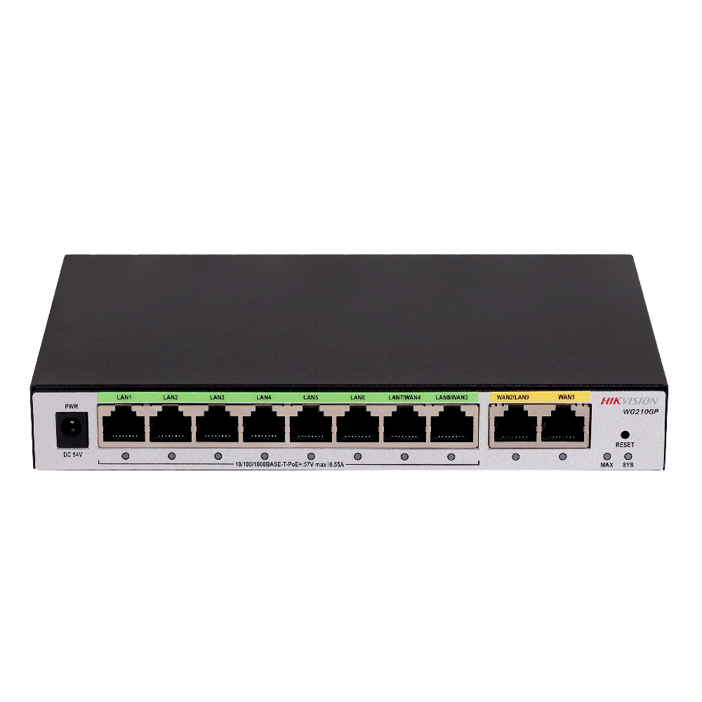 HIK-DS-3WG210GP - DS-3WG210GP-SI ROUTER GIGA 10 PUERTOS 2 WAN + 8 LAN VPN 200 USUARIOS