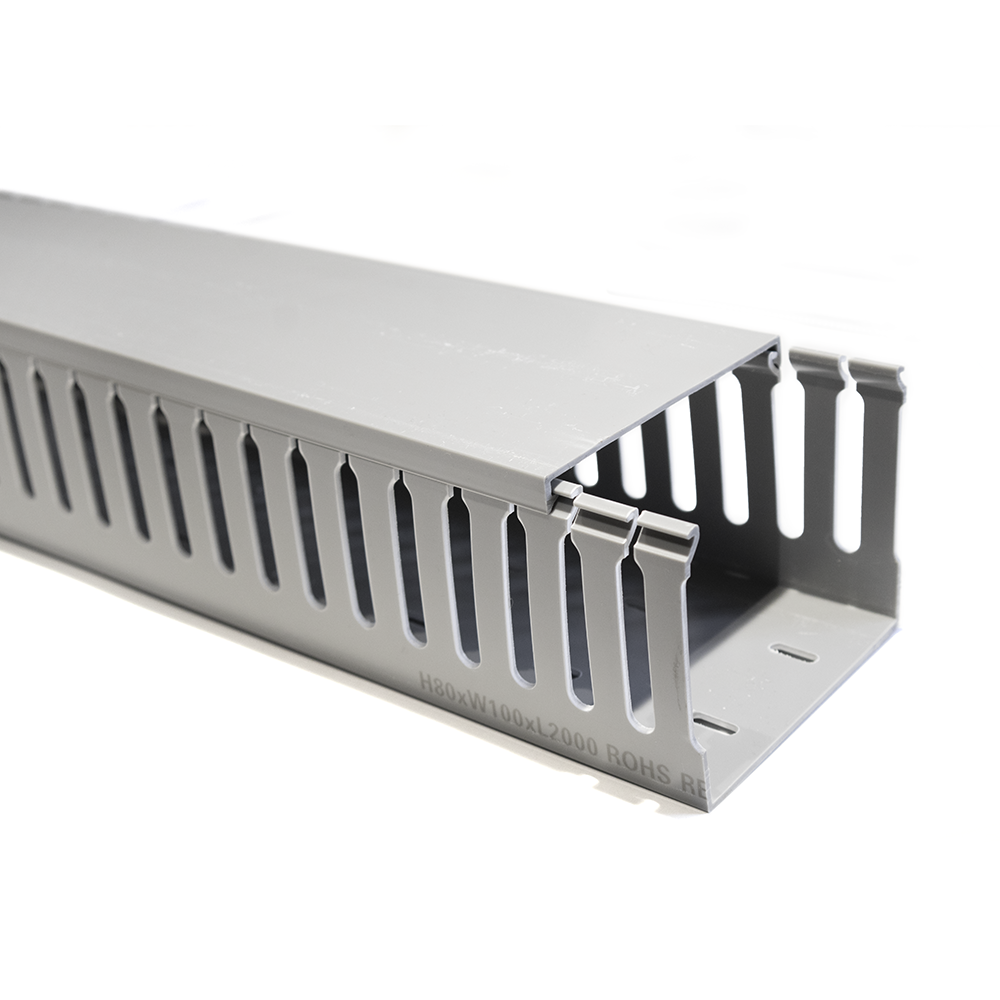 CAT-RPD100808 - RPD100808 CANALETA PVC RANURADA 4" X 3" X 2MTS CON SEPARACION DE 8MM COLOR GRIS, CATCOM