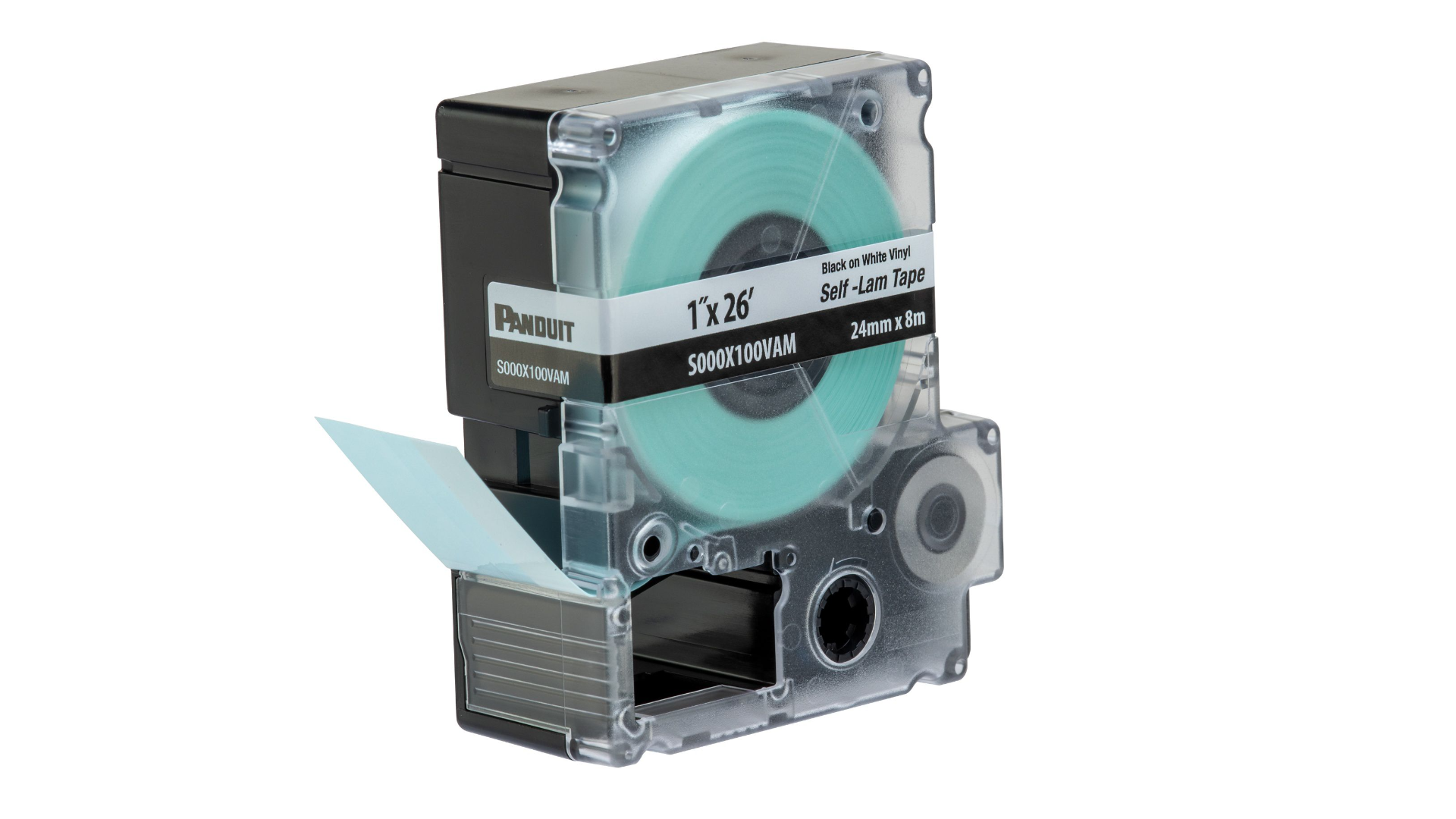 PAND-S000X100VAM - S000X100VAM CARTUCHO DE ETIQUETA VINIL AUTOLAMINADA 1.00" W x 26' L NEGRO S/BLANCO, PANDUIT