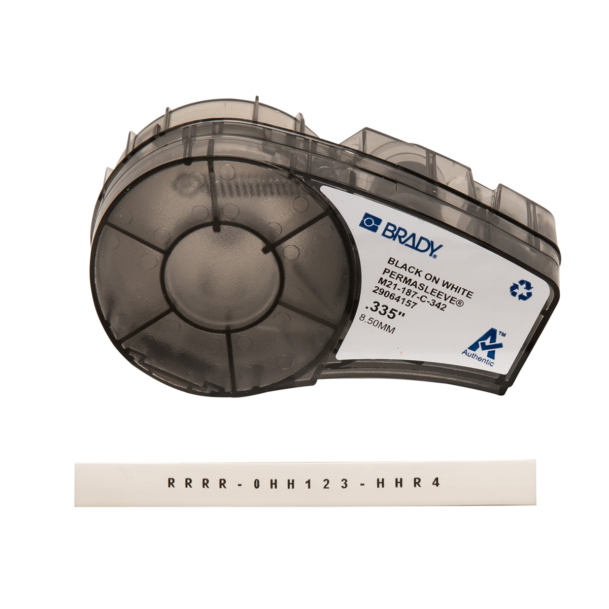 BR-M21-187-C-342 - M21-187-C-342 CARTUCHO DE ETIQUETAS POLIOLEFINO TERMORETRACTIL 0.187inDia x 7ftL NEGRO S/BLANCO BRADY
