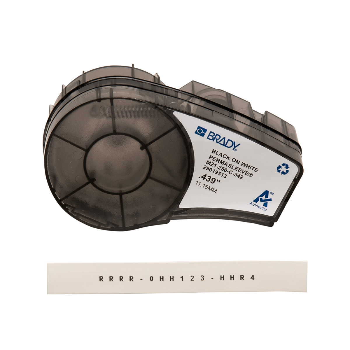 BR-M21-250-C-342 - M21-250-C-342 CARTUCHO DE ETIQUETAS POLIOLIFENO TERMORETRACTIL 0.25inDia x 7ftL NEGRO S/BLANCO BRADY