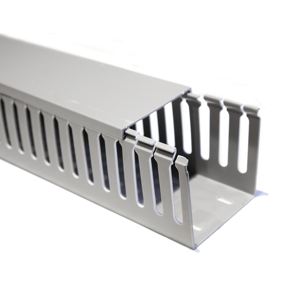 CAT-RPD-808008 - RPD-808008 CANALETA PVC RANURADA 3" X 3" X 2MTS CON SEPARACIÓN DE 8MM, COLOR GRIS, CATCOM