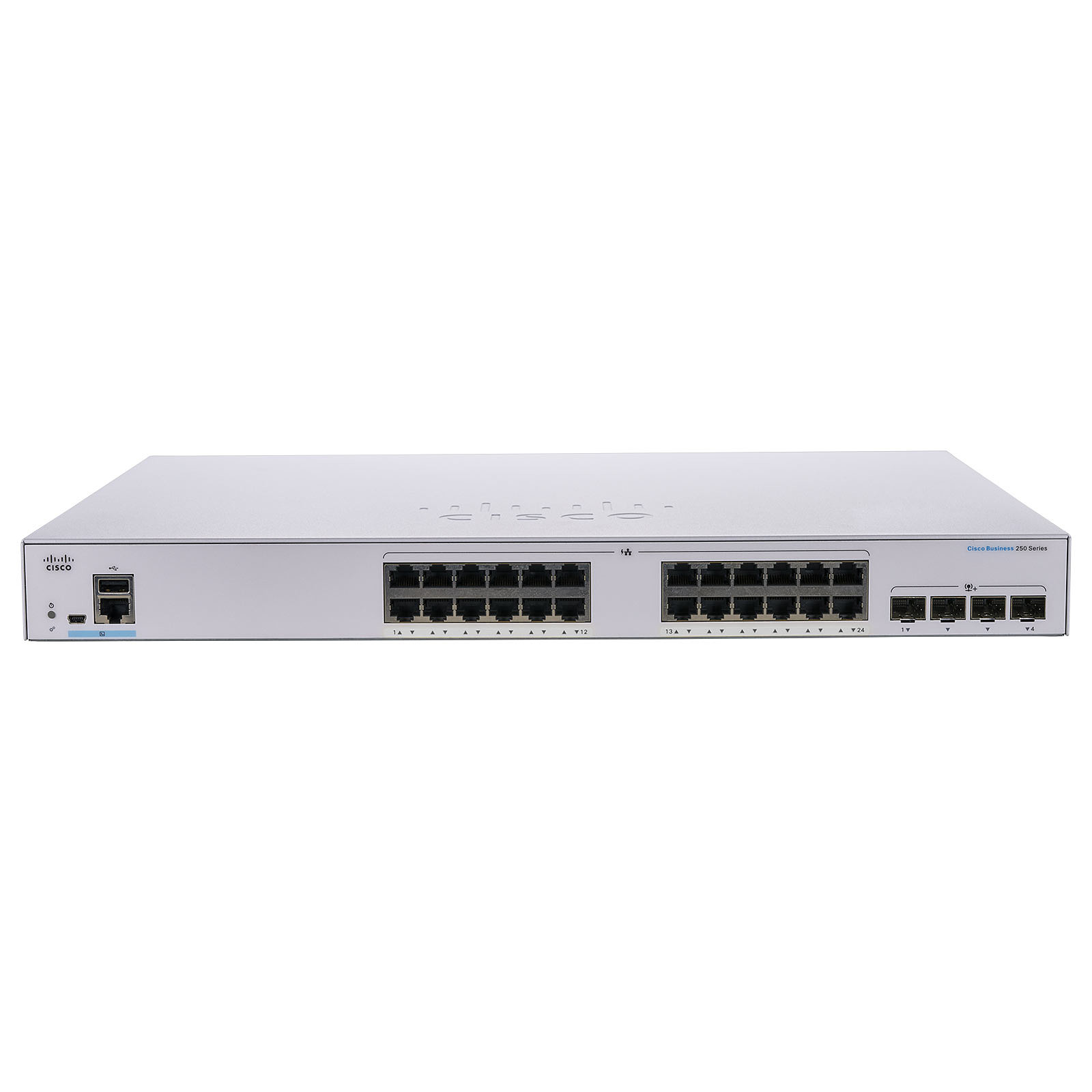 CISCO-CBS250-24T-4G - CBS250-24T-4G-NA SWITCH 24 PUERTOS 10/100/1000Mbps ADMINISTRABLE 4x1G SFP, CISCO