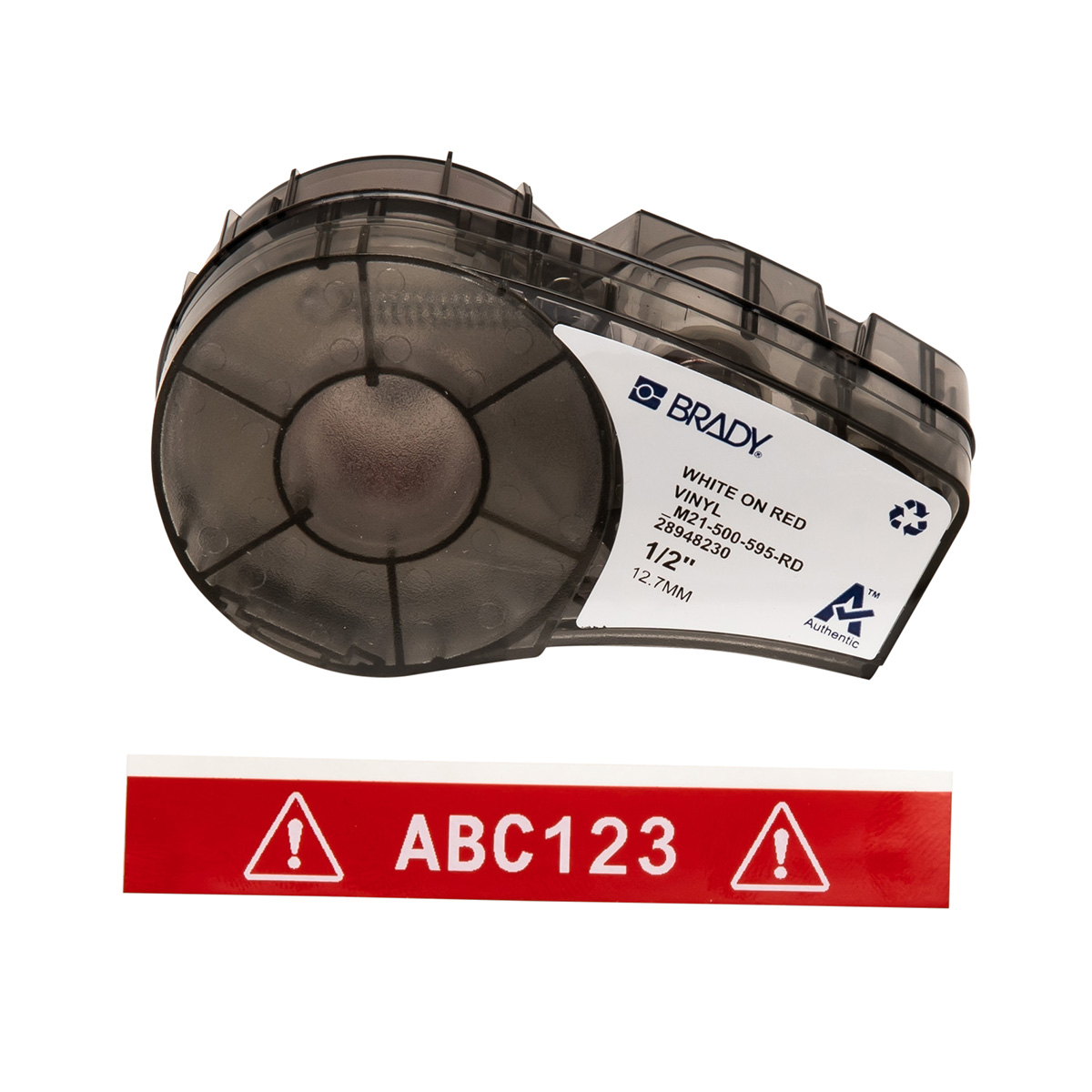 BR-M21-500-595-RD - M21-500-595-RD CARTUCHO DE ETIQUETAS VINIL 0.5inW x 2ftL BLANCO S/ROJO BRADY