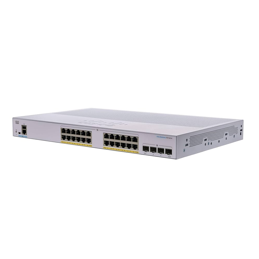 CISCO-CBS350-24P-4G-NA - CBS350-24P-4G-NA SWITCH 24 PUERTOS 10/100/1000Mbps ADMINISTRABLE 4x1G SFP + POE  195 WATTS, CISCO