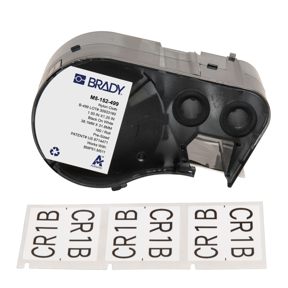 BR-M5-152-499 - M5-152-499 CARTUCHO DE ETIQUETAS NYLON 1.25inH x 1.5inW NEGRO S/BLANCO BRADY