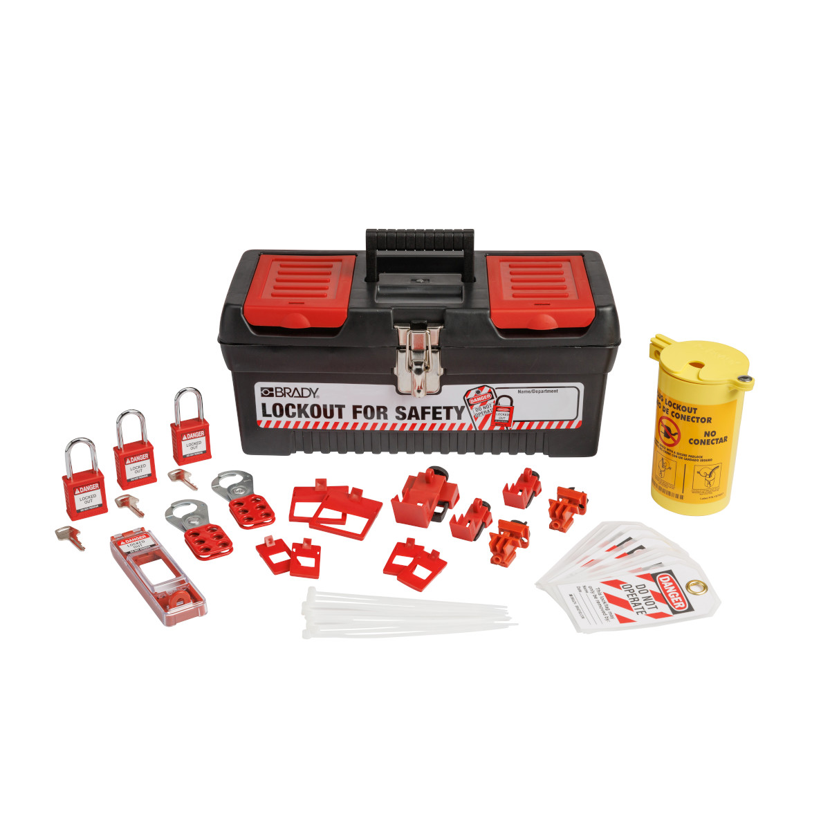 BR-153670 - 153670 KIT DE BLOQUEO Y ETIQUETADO ELECTRICO CON CANDADOS DE SEGURIDAD DE NAILON EN CAJA DE HERRAMIENTAS