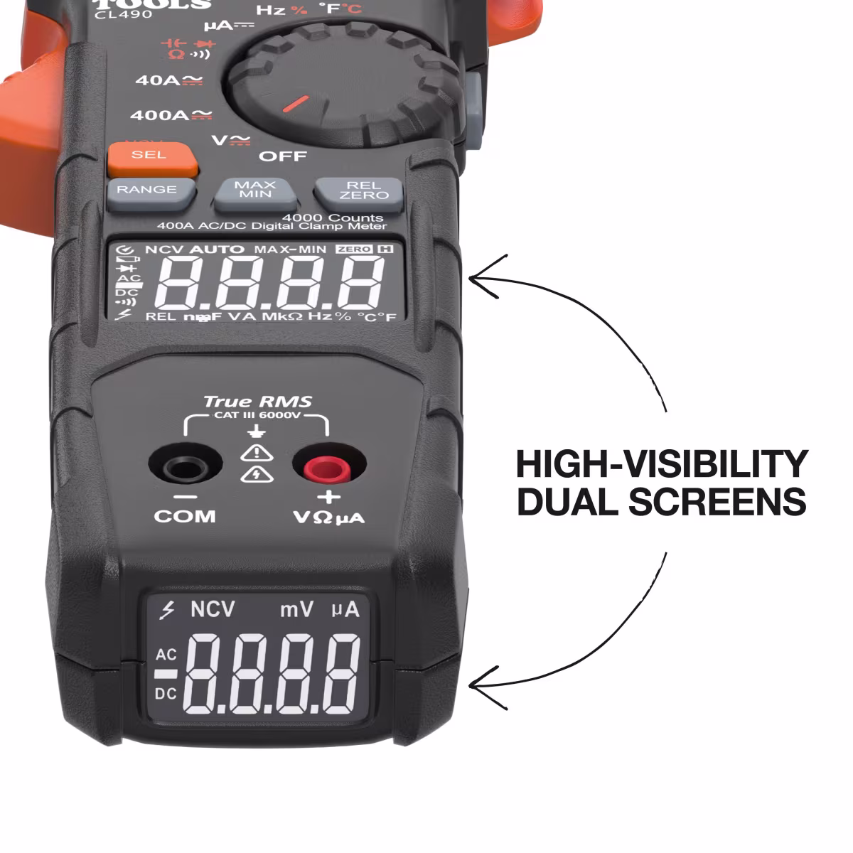 Klein CL490 | Medidor Digital de Pinza 400A AC/DC CAT III