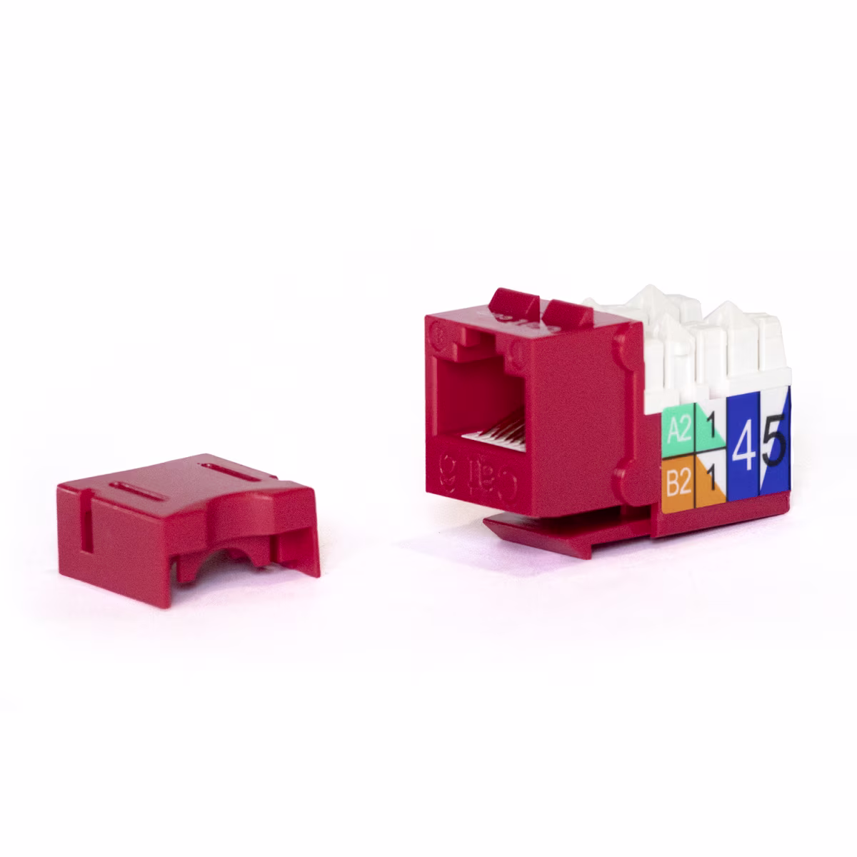 KJ6-11003 KEYSTONE JACK CAT6 RJ45 COLOR ROJO, CATCOM
