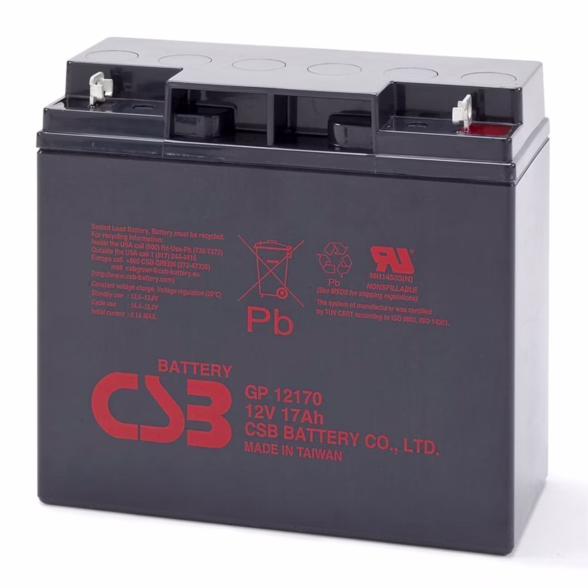 GP12170B1B BATERIA 12V 17AMP VRLA LIBRE DE MANTENIMIENTO, CSB