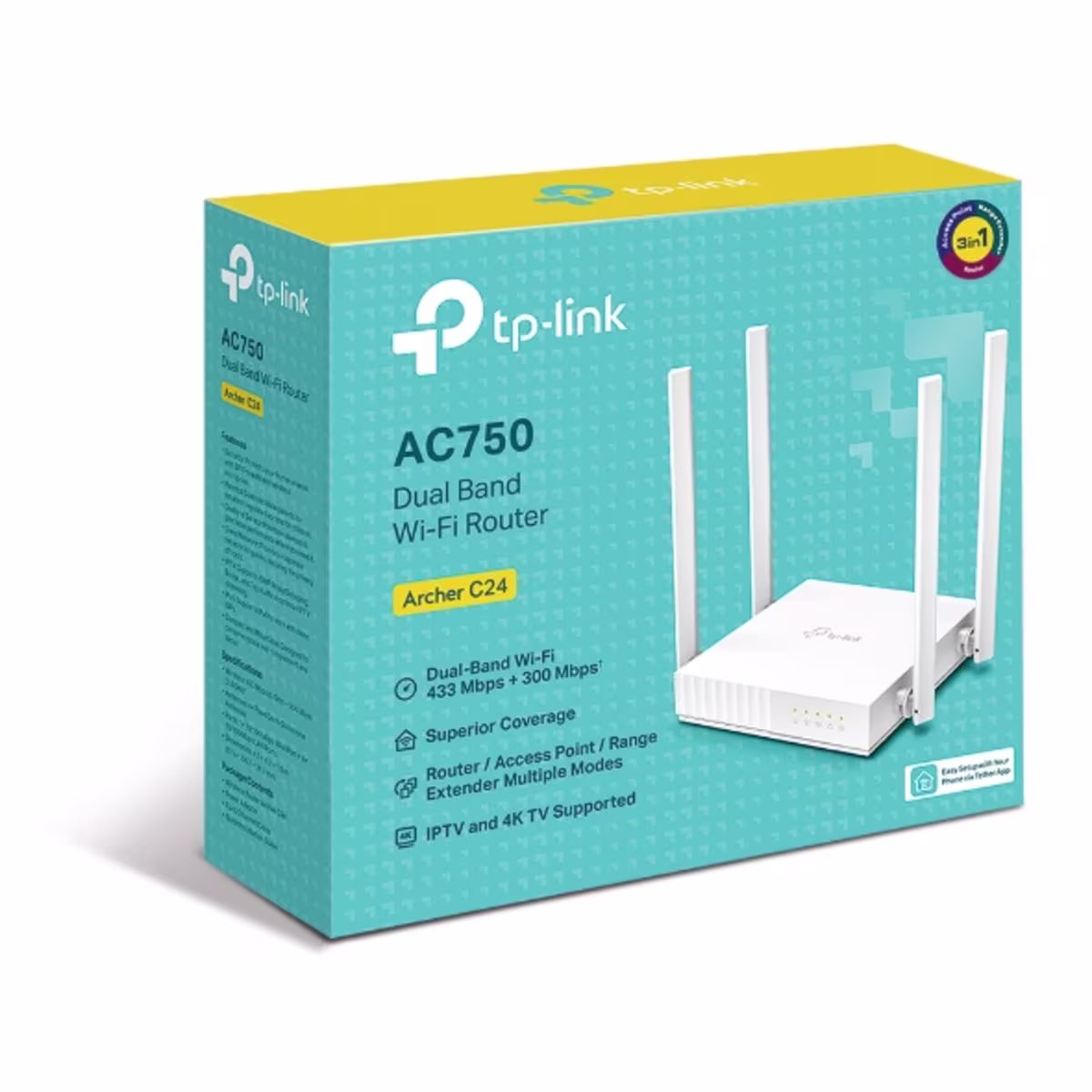 ARCHER C24 Router inalámbrico  AC750  doble banda para transmisión de vídeo HD y descargas IPTV