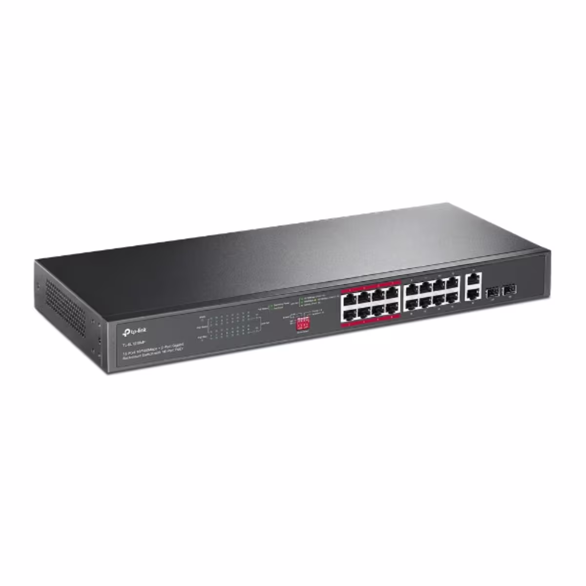 SL1218MP SWITCH 16 PUERTOS 10/100Mbps PoE+ y dos puertos combo Giga NO ADMINISTRABLE 