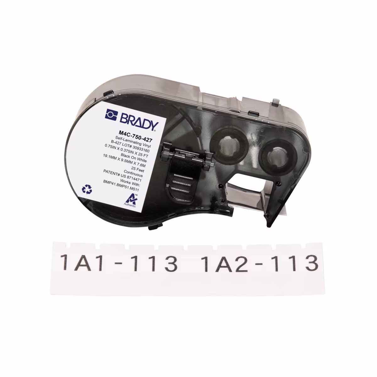 M4C-750-427 CARTUCHO DE ETIQUETA VINIL AUTOLAMINADAS 0.75 in W x 25 ft L BLANCA, BRADY