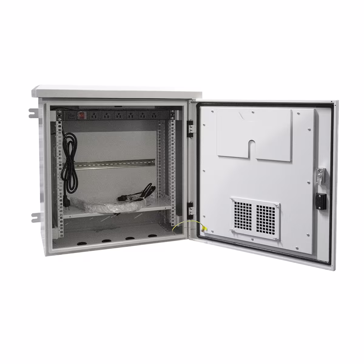 SMBE6512-EXT  GABINETE 12RU C/SISTEMA DE VENTILACIÓN, ACCESORIOS P/FIJACIÓN EN PARED Y POSTE, IP65 PARA EXTERIOR, CATCOM
