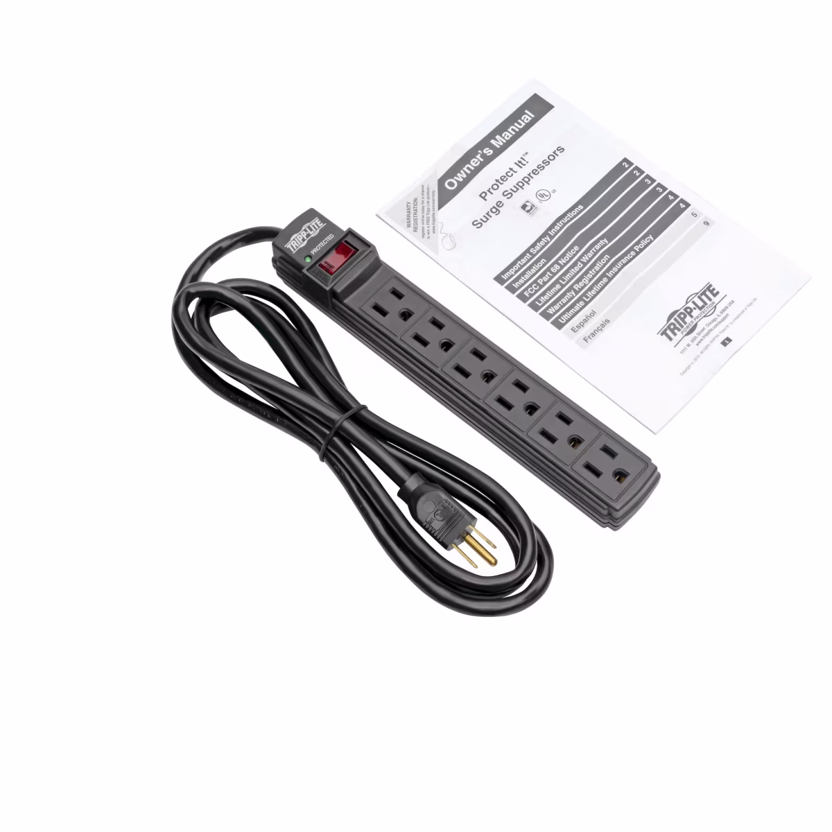 TLPP6B Regleta multitomas con supresor de picos, 6 salidas Nema 5-15R, cable de 1.83M