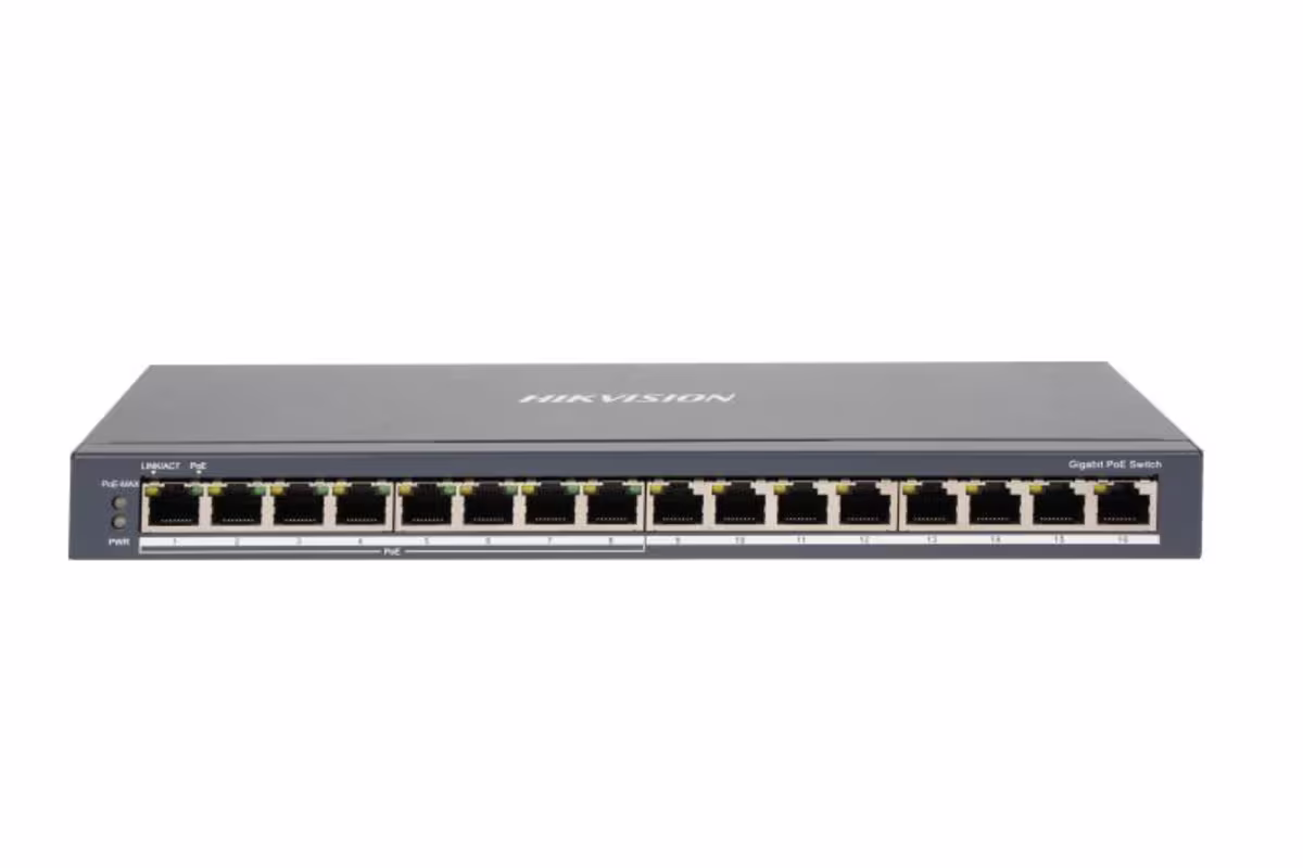 DS-3E0516P-O(O-STD) SWITCH NO ADMINISTRABLE 16 PTS CON 8 PTS POE+ 110W 10/100/1000 HIKVISION