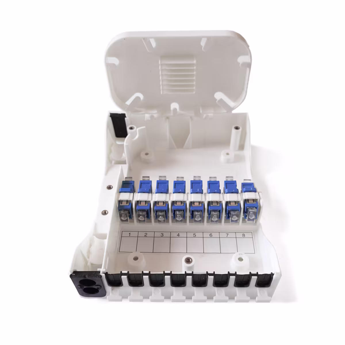 FFTH08F ODF PLASTICO CON  CAPACIDAD PARA 8 ADAPTADORES