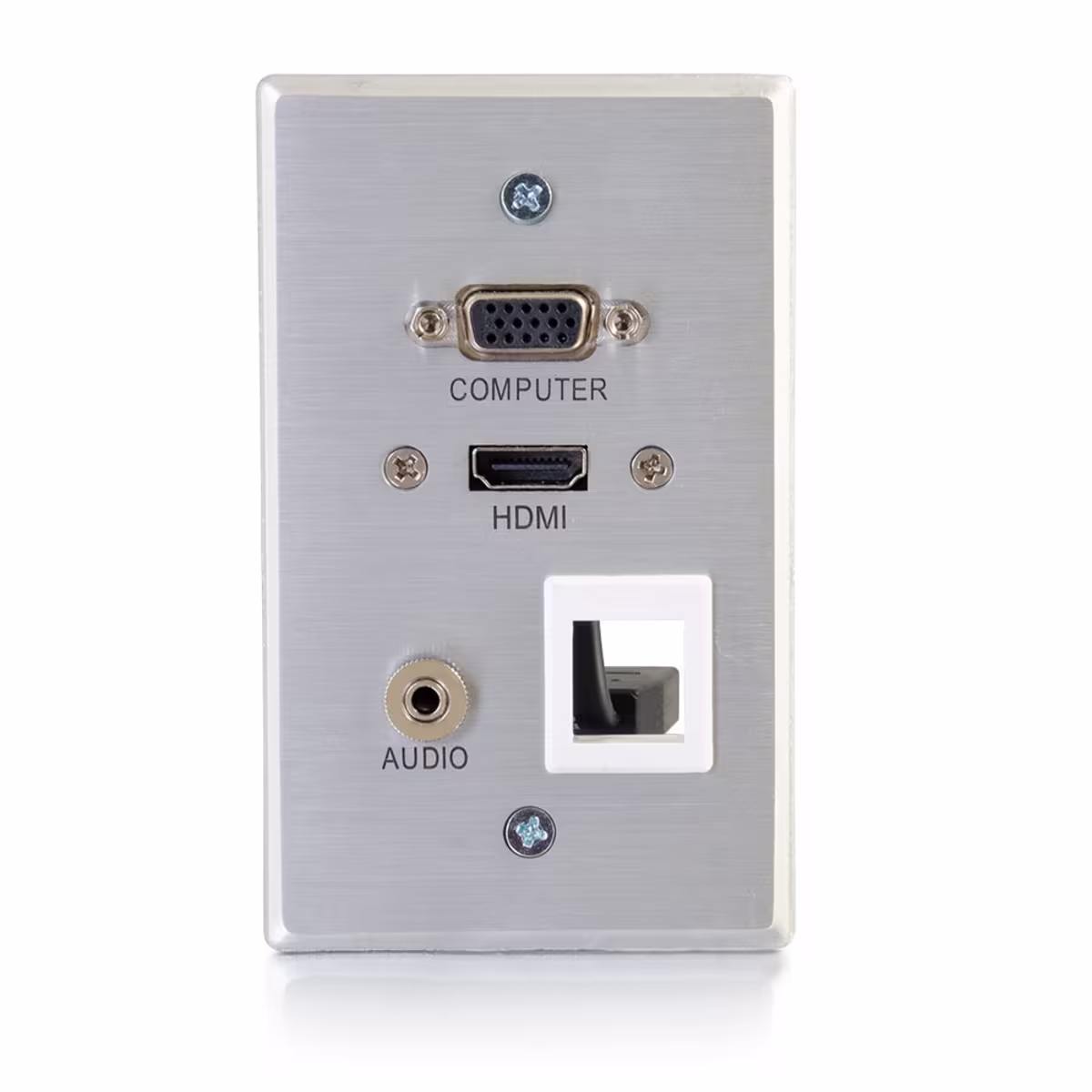 39705 PLACA C/HDMI, VGA Y AUDIO 3.5MM, 1 PTO P/KEYSTONE, ALUMINIO.