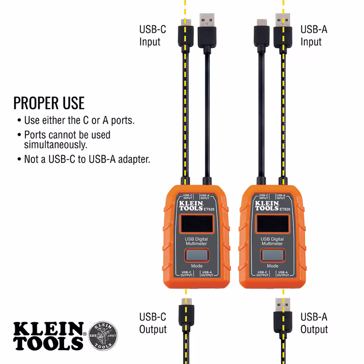 Klein ET920: Medidor Digital USB para V/A/W y capacidad
