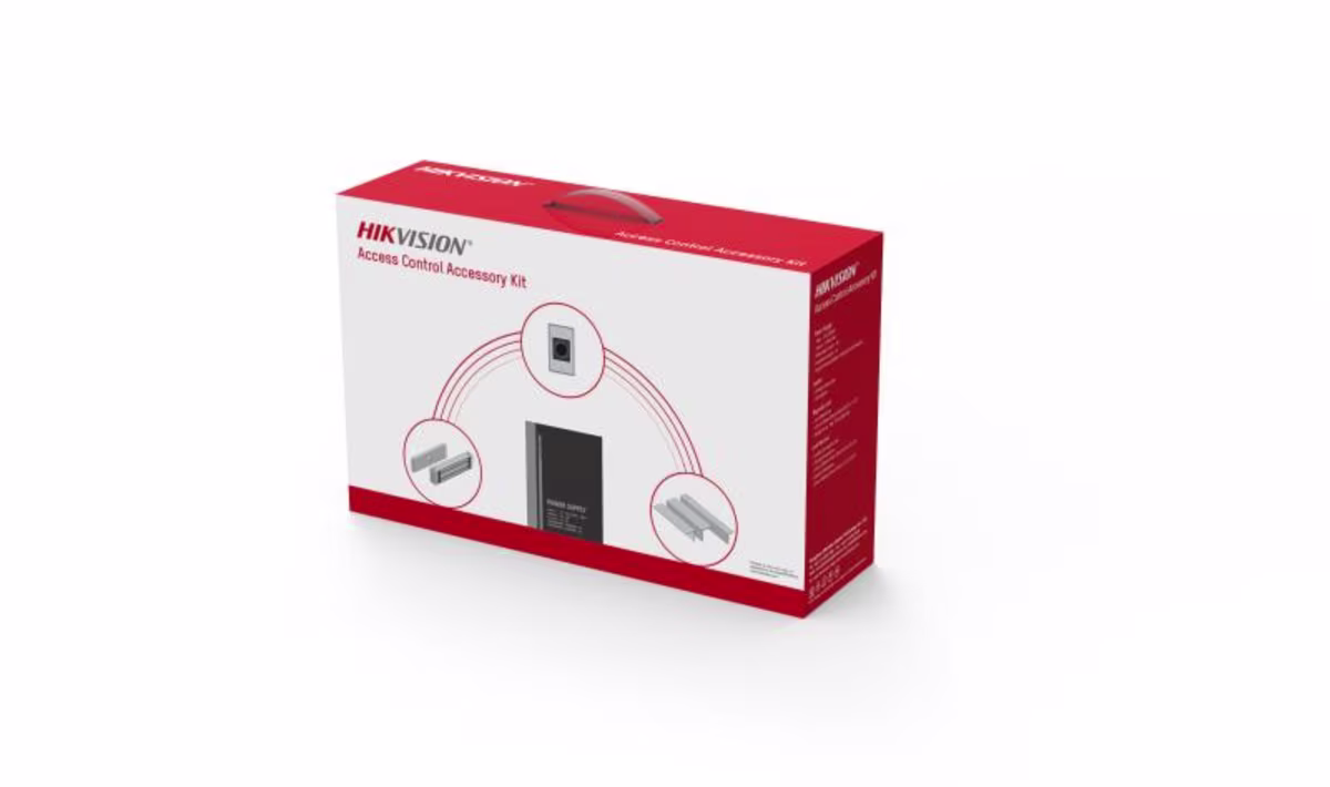 DS-KAS-7M01 Kit de Accesorios para Biometricos Fuente 12V 2A + Botón No Touch + Chapa Magnética 600 Lbs