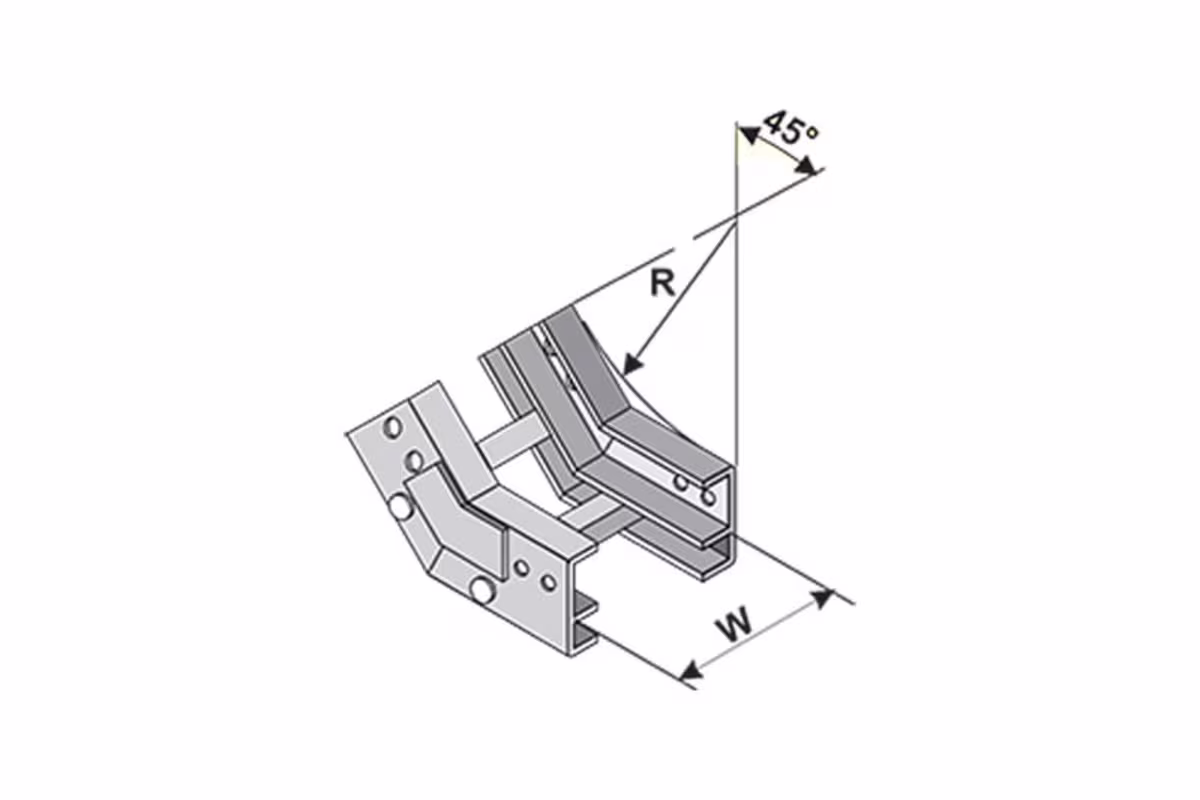 VI4510R8X12AK Curva vertical para canal tipo escalera aluminioZ  Interior 45ª marca Charofil