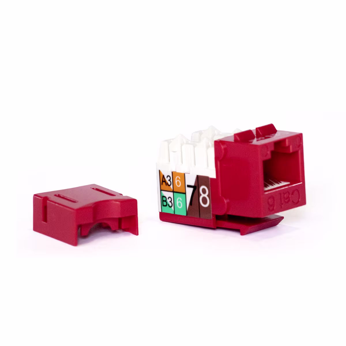 KJ6-11003 KEYSTONE JACK CAT6 RJ45 COLOR ROJO, CATCOM