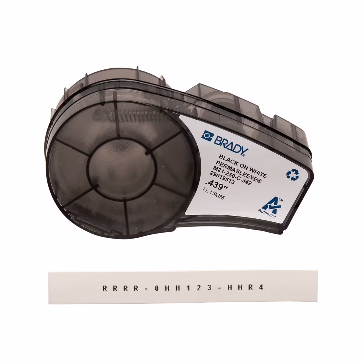 M21-250-C-342 CARTUCHO DE ETIQUETAS POLIOLIFENO TERMORETRACTIL 0.25inDia x 7ftL NEGRO S/BLANCO BRADY