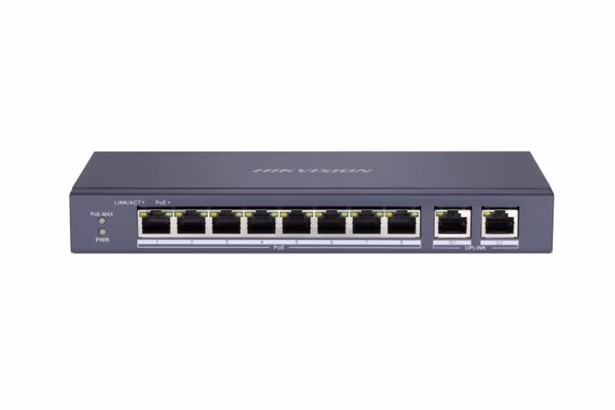 HIK-DS-3E0310P-E/M (O-STD) SWITCH NO ADMINISTRABLE 8 PTS + 2 PTS COMBO 10/100 8 POE 300 METROS 60W METAL