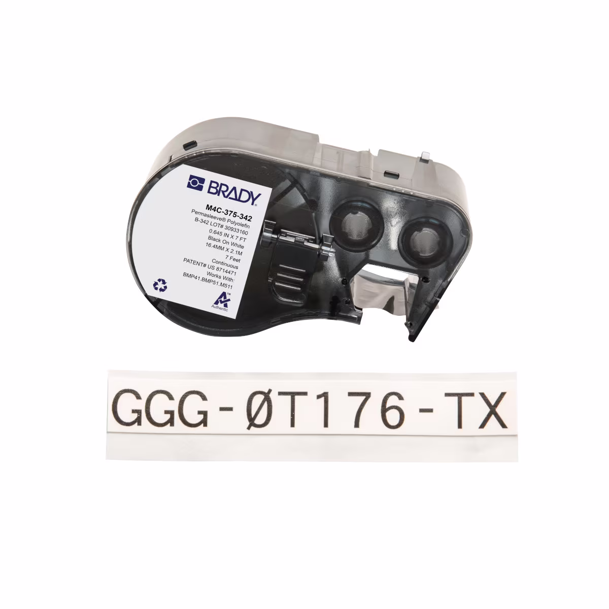 M4C-375-342 CARTUCHO DE ETIQUETAS POLIOLEFINO RETRACTIL 0.375inDia x 7ftL NEGRO S/BLANCO BRADY