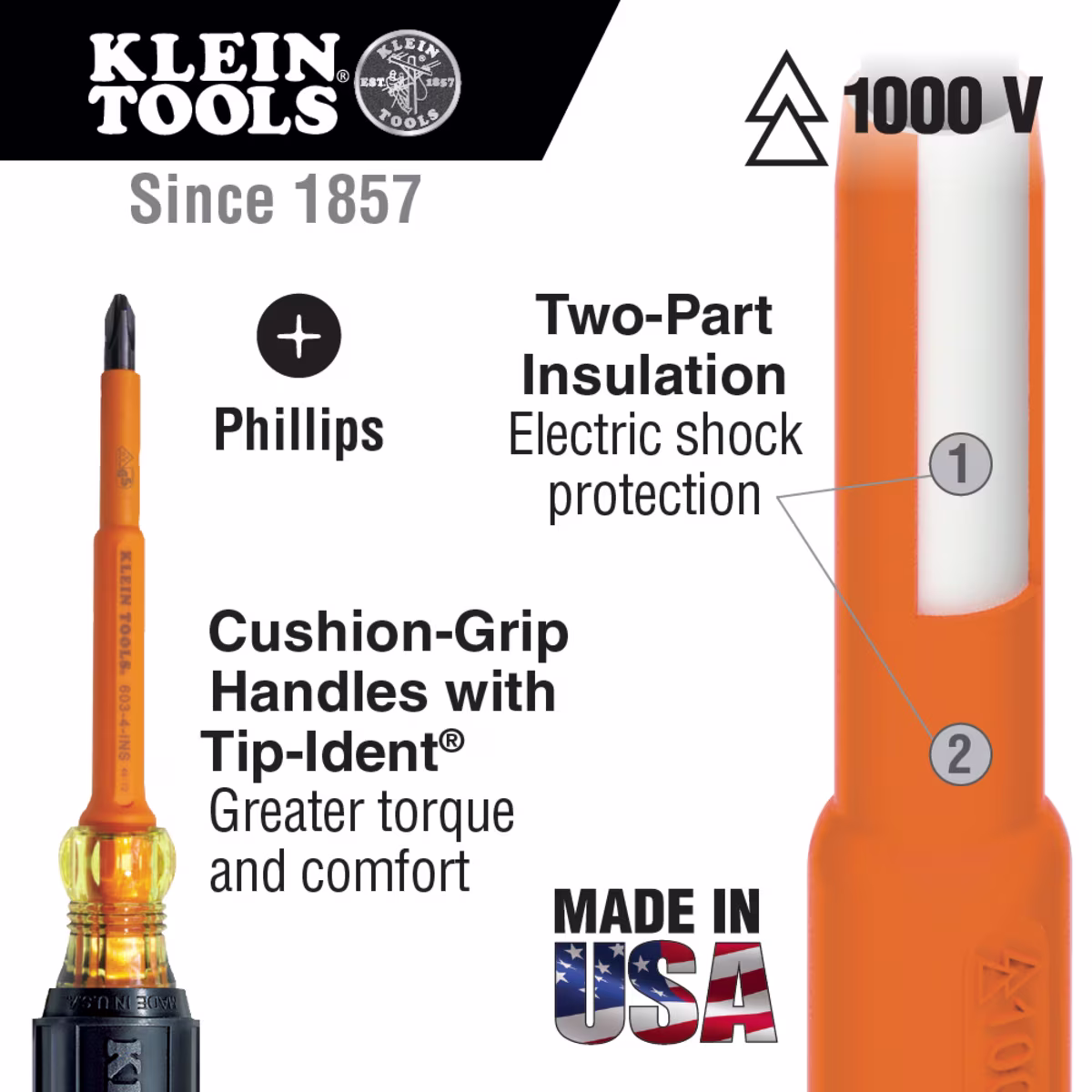 Klein 33528 Set Desarmadores Aislados 1000V, Phillips/Ranura
