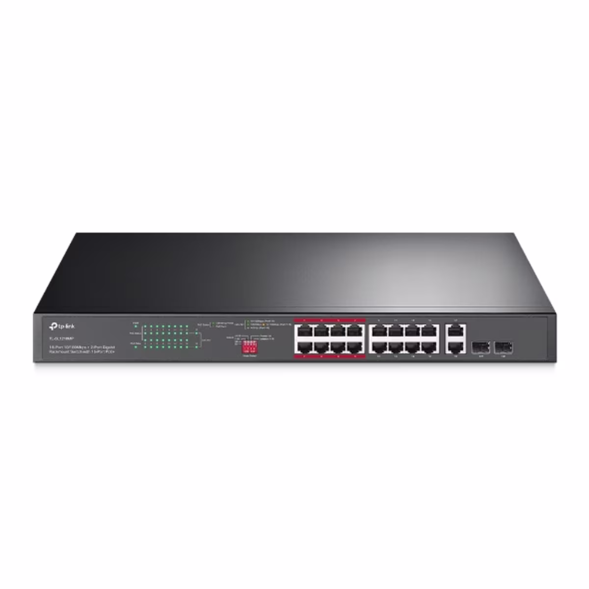 SL1218MP SWITCH 16 PUERTOS 10/100Mbps PoE+ y dos puertos combo Giga NO ADMINISTRABLE 