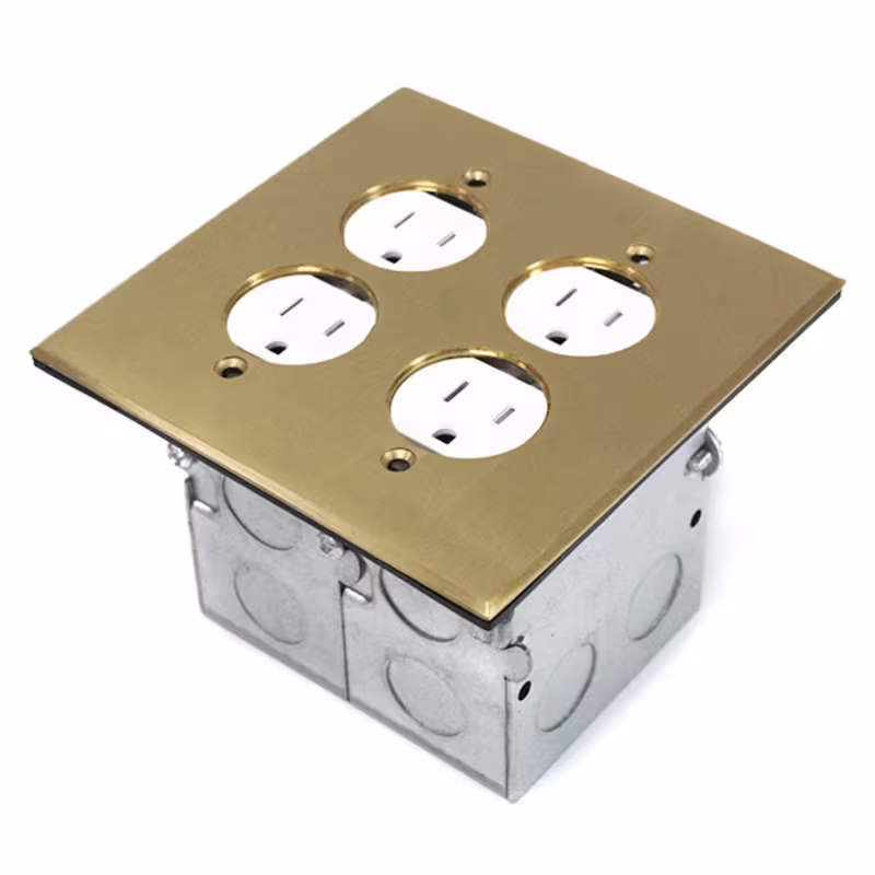 705510-C CAJA DE PISO IMPOTRABLE 2 TOMAS, BRONCE, TAPA FIJA