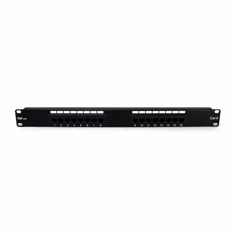 PP6016 PATCH PANEL CAT6 16 PUERTOS, BLOCK 110 C/BARRA DE ALIVIO, CATCOM