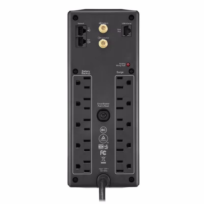 BX1500M-LM60 UPS DE RESPALDO PRO 15000VA/120V, (5) NEMA 5-15R (5) NEMA 5-15R C/LCD, EN TORRE APC