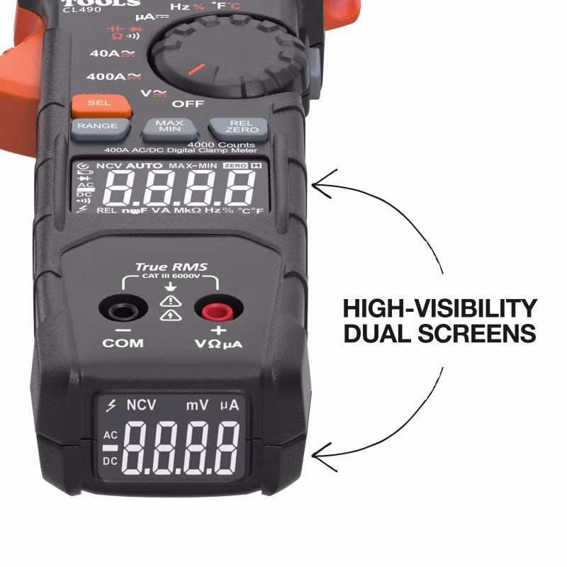 Klein CL490 | Medidor Digital de Pinza 400A AC/DC CAT III