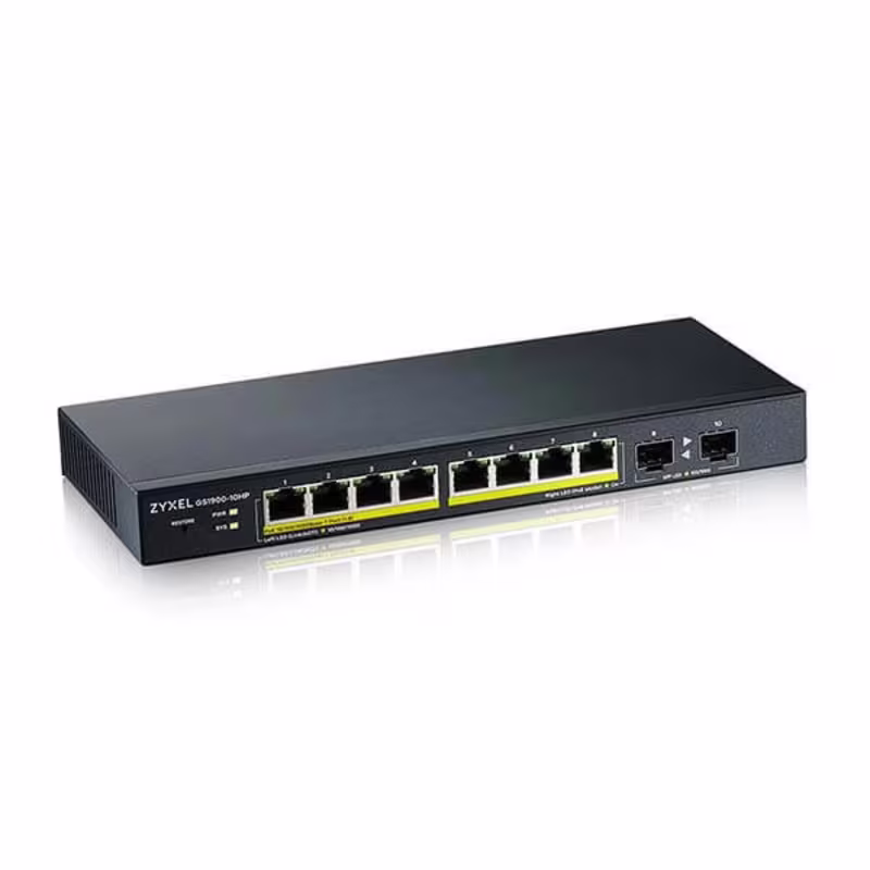 GS1900-10HP SWITCH 8 PTS GIGA POE 77 WATTS + 2 PTS SFP ADMIN.