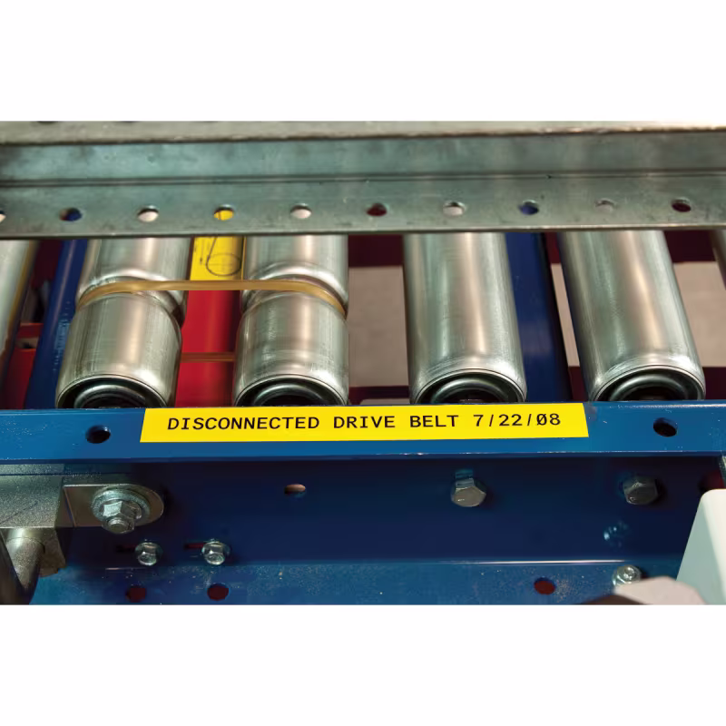 M4C-750-595-YL-BK CINTA DE ETIQUETAS DE VINILO CON ADHESIVO PERMANENTE PARA TODO TIPO DE CLIMA CON CINTA DE IMPRESIÓN PARA M4 M5-0.75", NEGRO/AMARILLO