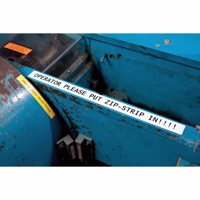 M4C-250-595-WT-BK Cinta de etiquetas de vinilo con adhesivo permanente para todo tipo de clima con cinta de impresión para impresoras M4 M5 - 0.25", Negro sobre blanco