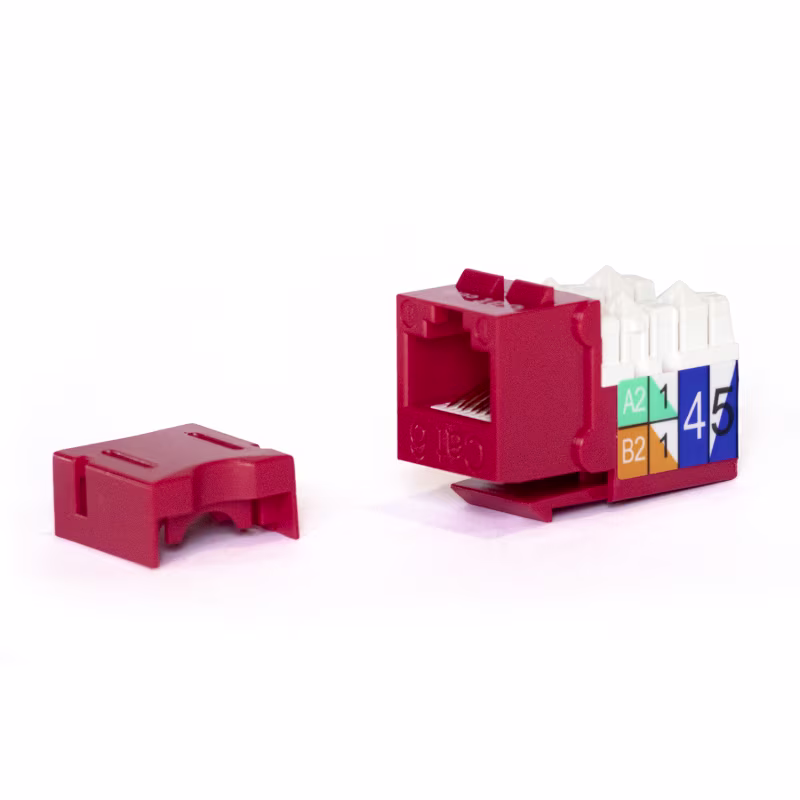 KJ6-11003 KEYSTONE JACK CAT6 RJ45 COLOR ROJO, CATCOM