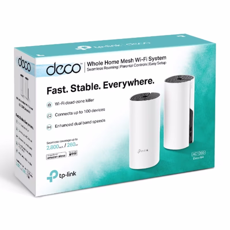 DECO M4 (2pack)  C1200 KIT DE REPETIDORES/ROUTER  DE WiFi MESH DUAL BAND 2 GIGABIT, 1000Mbps