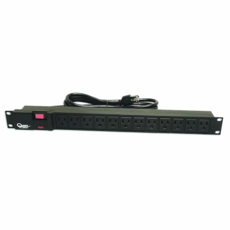 Q-HPS-E12P REGLETA DE PODER HORIZONTAL, 1RMU, 12 SALIDAS, 6FT, MARCA QUEST